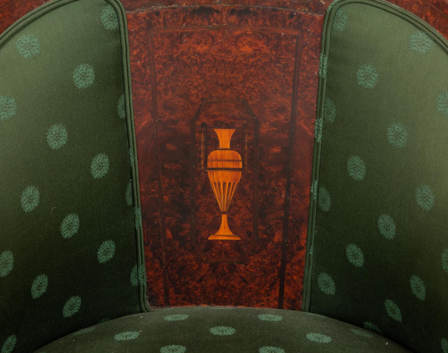 An Empire Style Burlwood Barrel-Back Armchair