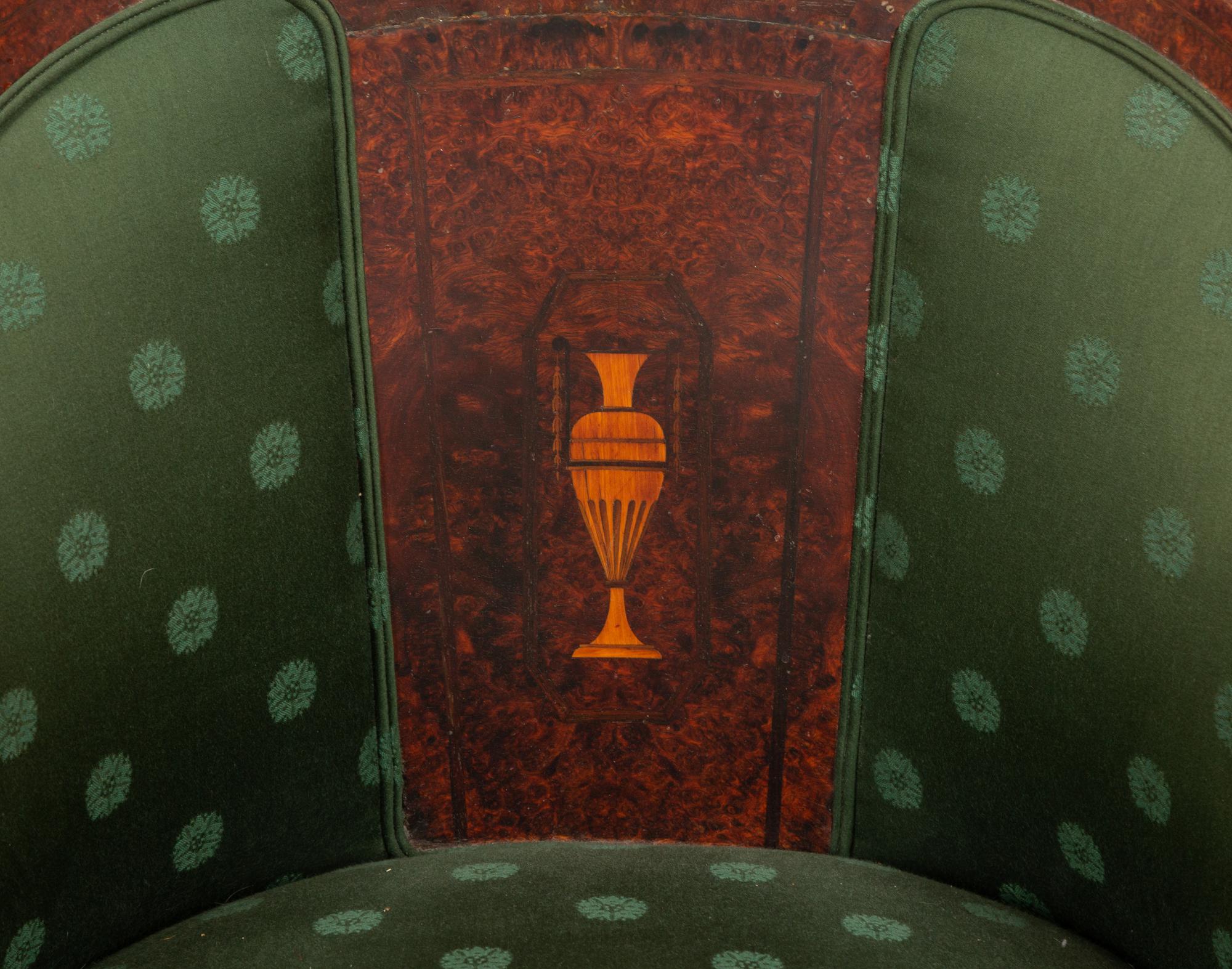 An Empire Style Burlwood Barrel-Back Armchair