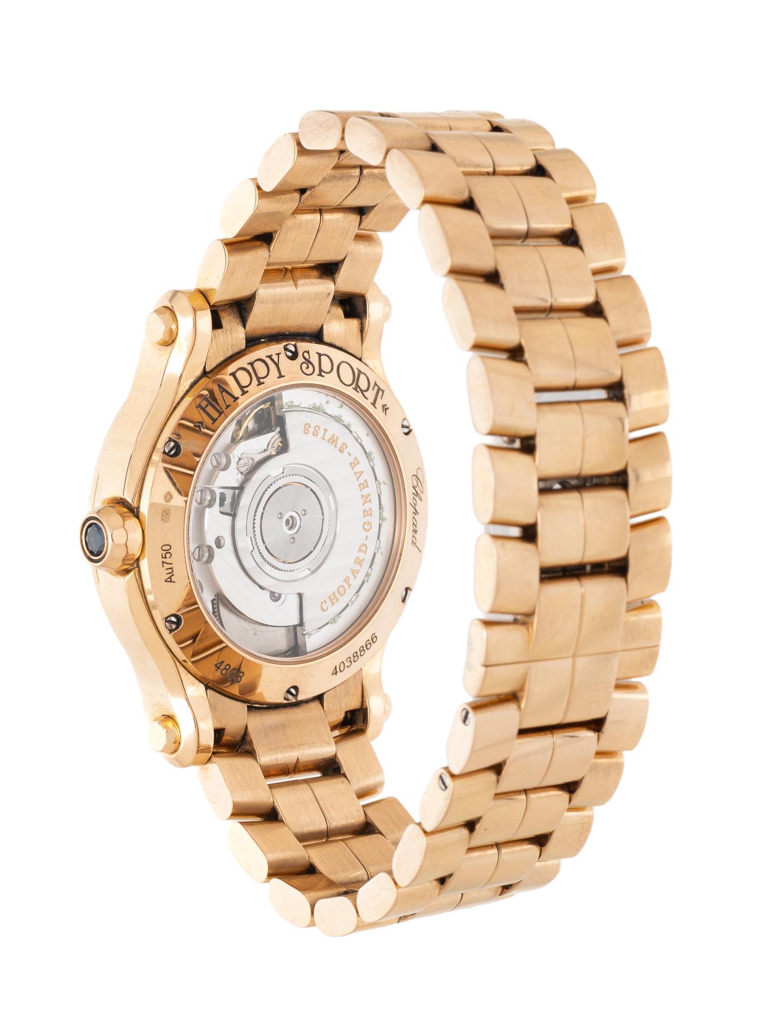 CHOPARD, REF. 4808 18K ROSE GOLD AND DIAMOND 'HAPPY SPORT' WATCH, BOX