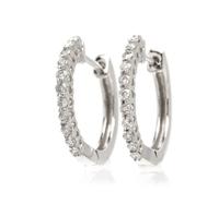 A Pair Of 14 Karat White Gold and Diamond Hoop Earrings, 1.50 dwts.