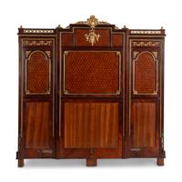 A Louis XVI Style Mahogany, Parquetry and Gilt Bronze Mounted Bed
