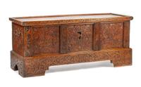 A Continental Carved Cassone Height 32 x width 74 x depth 27 inches. — 17TH CENTURY