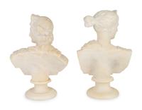 A Pair of Italian Carved Marble Busts — 19TH/20TH CENTURY