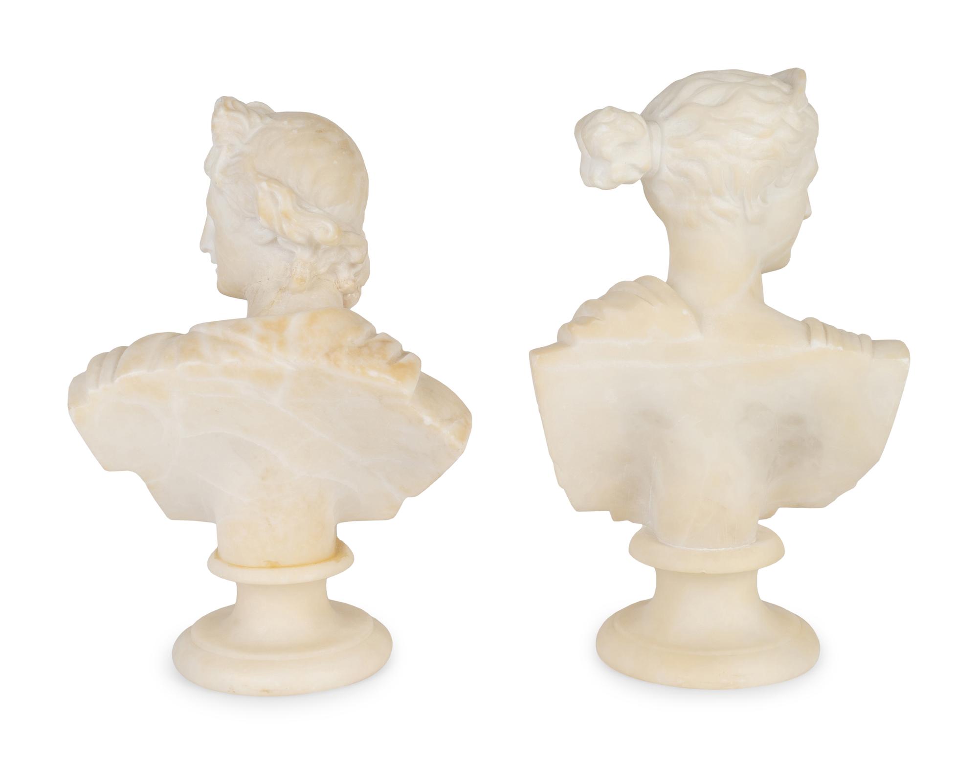A Pair of Italian Carved Marble Busts — 19TH/20TH CENTURY