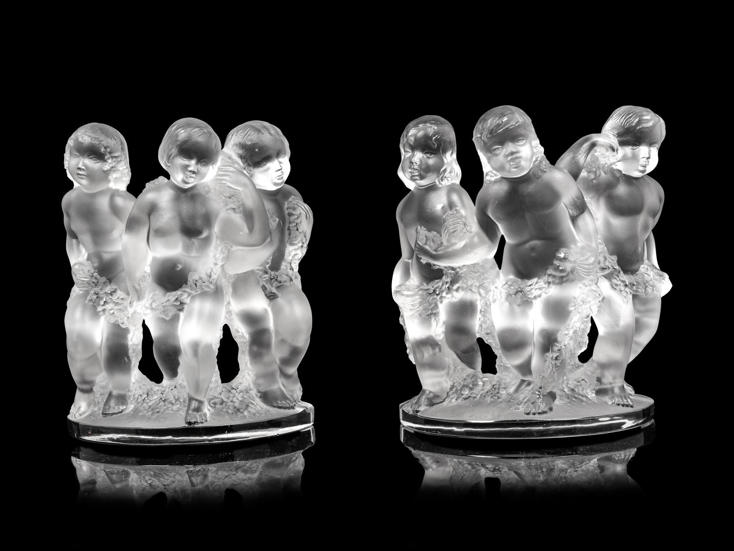 A Pair of Lalique Luxembourg Bookend Sculptures