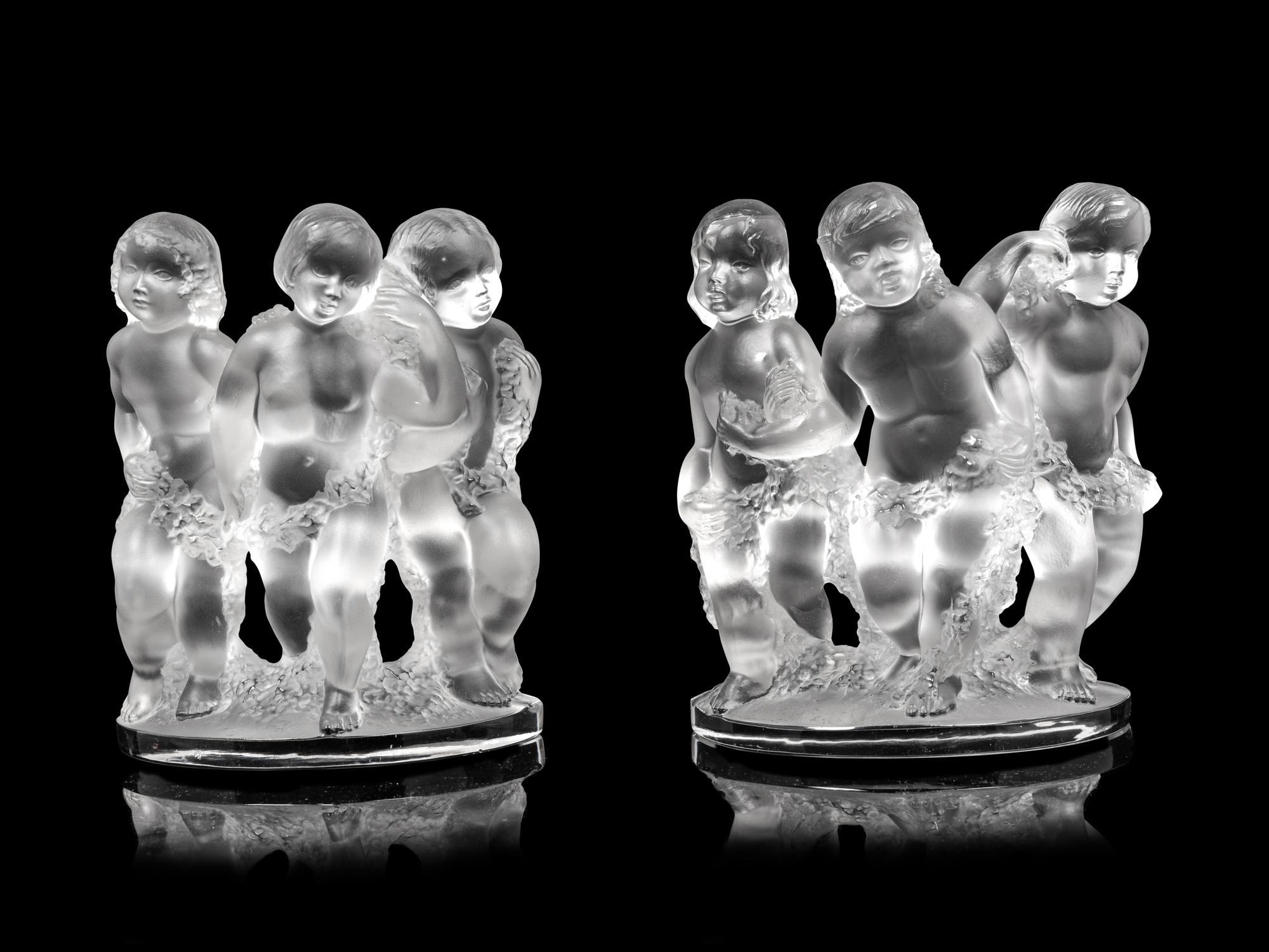 A Pair of Lalique Luxembourg Bookend Sculptures