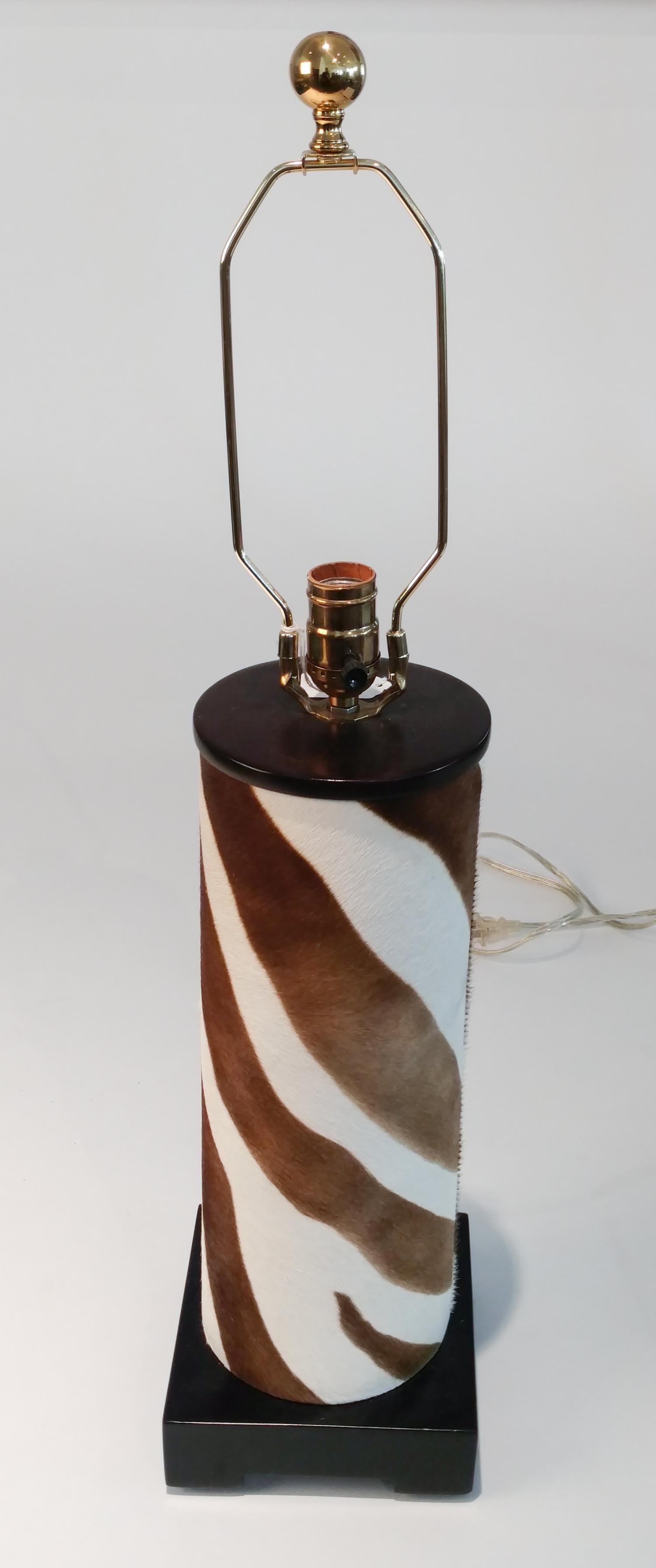 A Zebra Skin Mounted Table Lamp