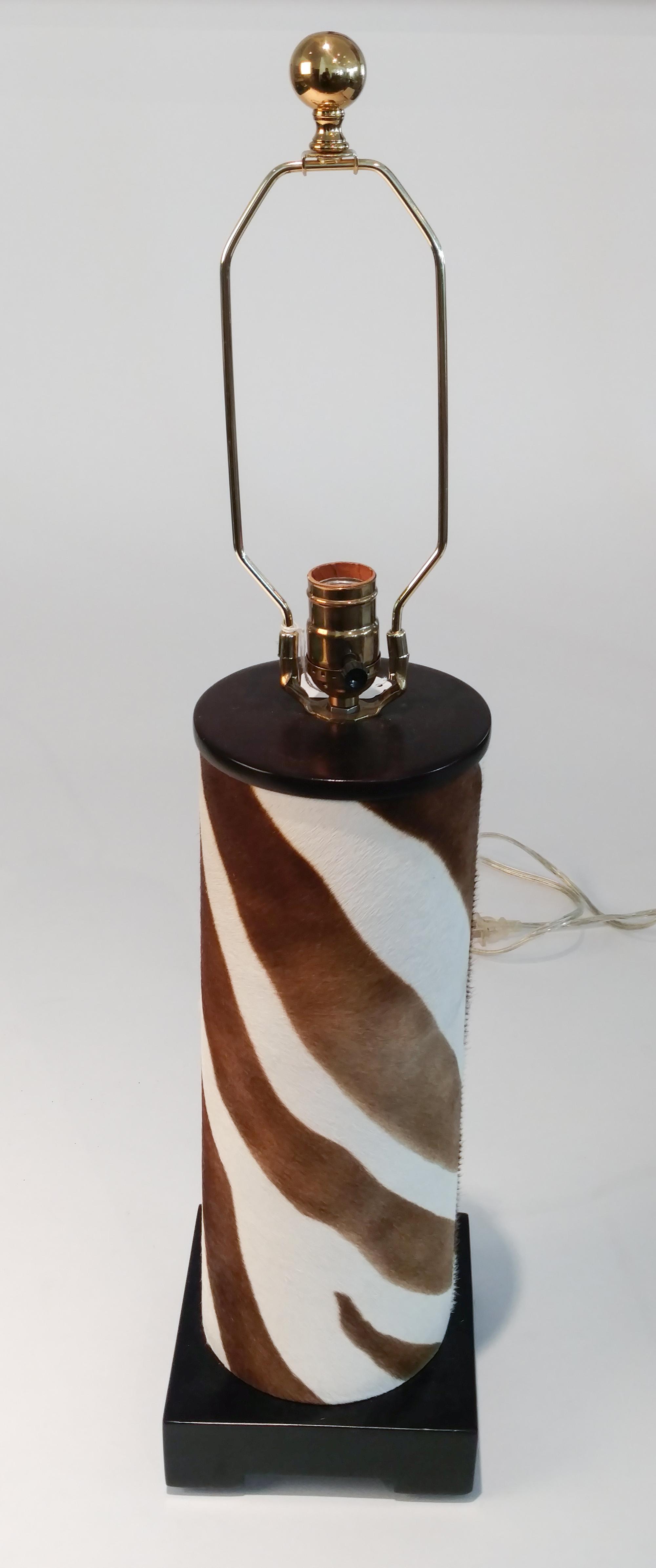 A Zebra Skin Mounted Table Lamp
