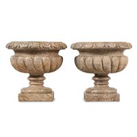 A Pair of Italian Carved Granite Jardinières