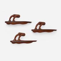 John Cederquist (American, b. 1946) Group of Three Wood and Leather Wall Mounted Drawers, USA, circa 1970s