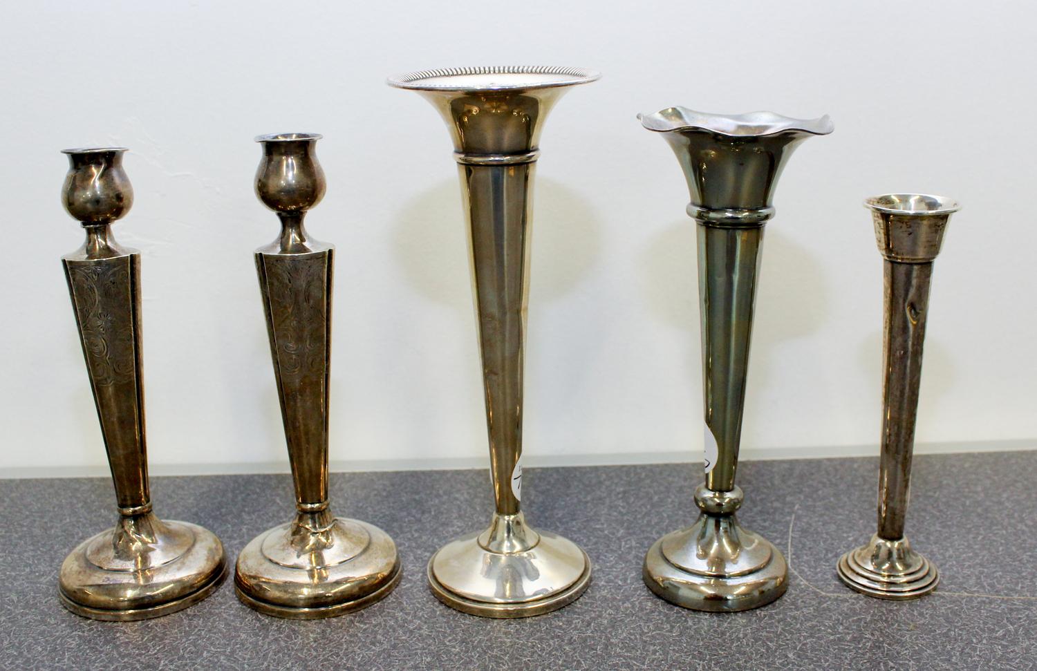 A Pair of American Silver Candlesticks Height of first 7 1/2 inches. — SECOND HALF 20TH CENTURY