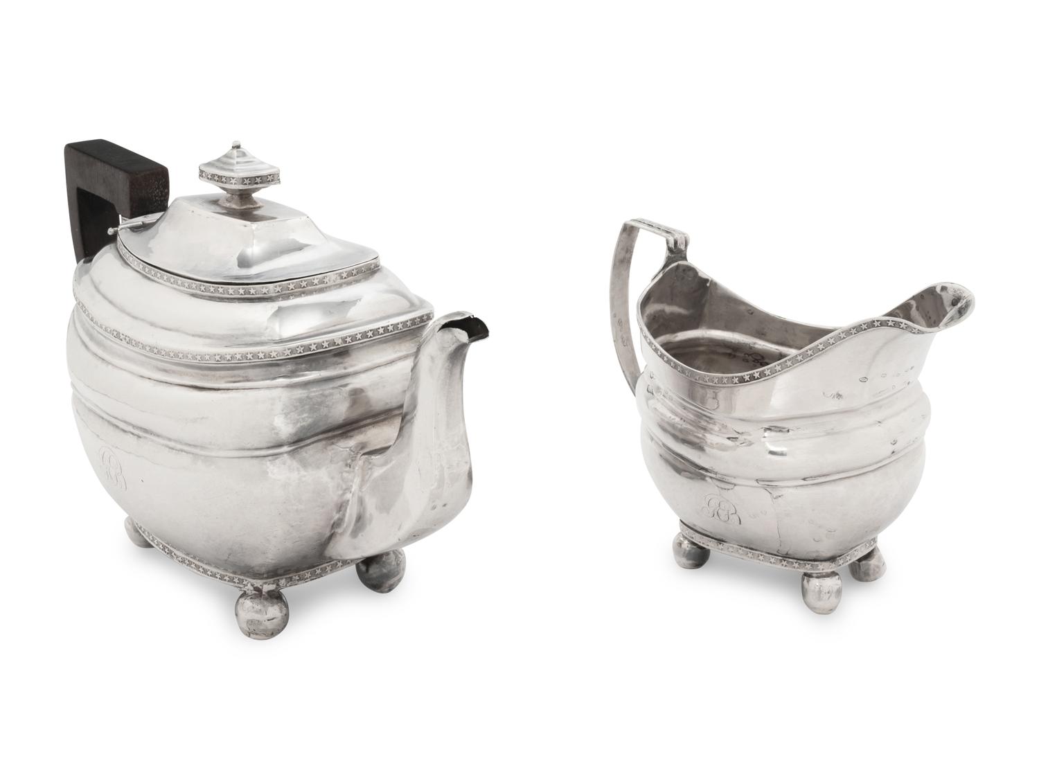 An American Silver Teapot and Creamer