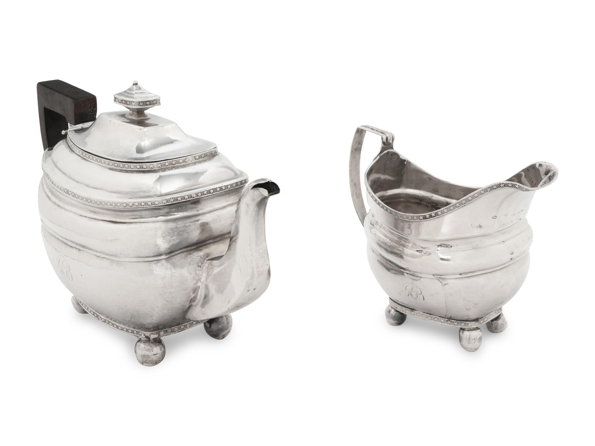 An American Silver Teapot and Creamer