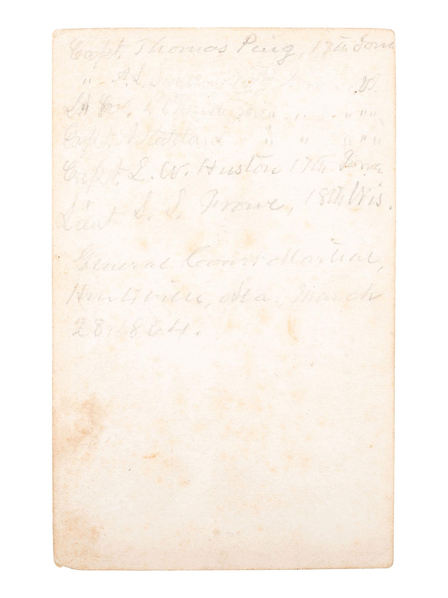 [CIVIL WAR]. CDV of 5 Union officers involved in a general courts martial at Huntsville, Alabama, most identified.