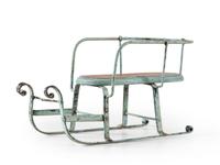 A Blue Painted Sheet Metal Toy Sleigh