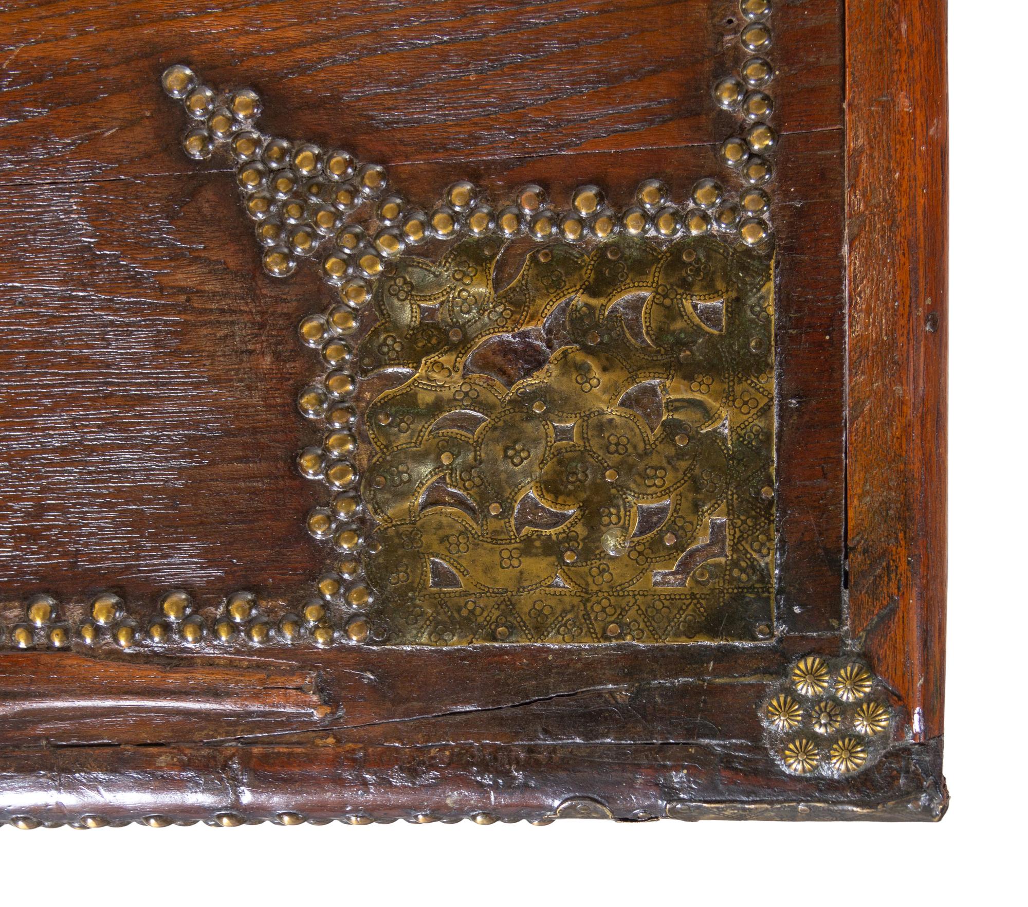 A Zanzibar Brass Decorated Teak Chest
