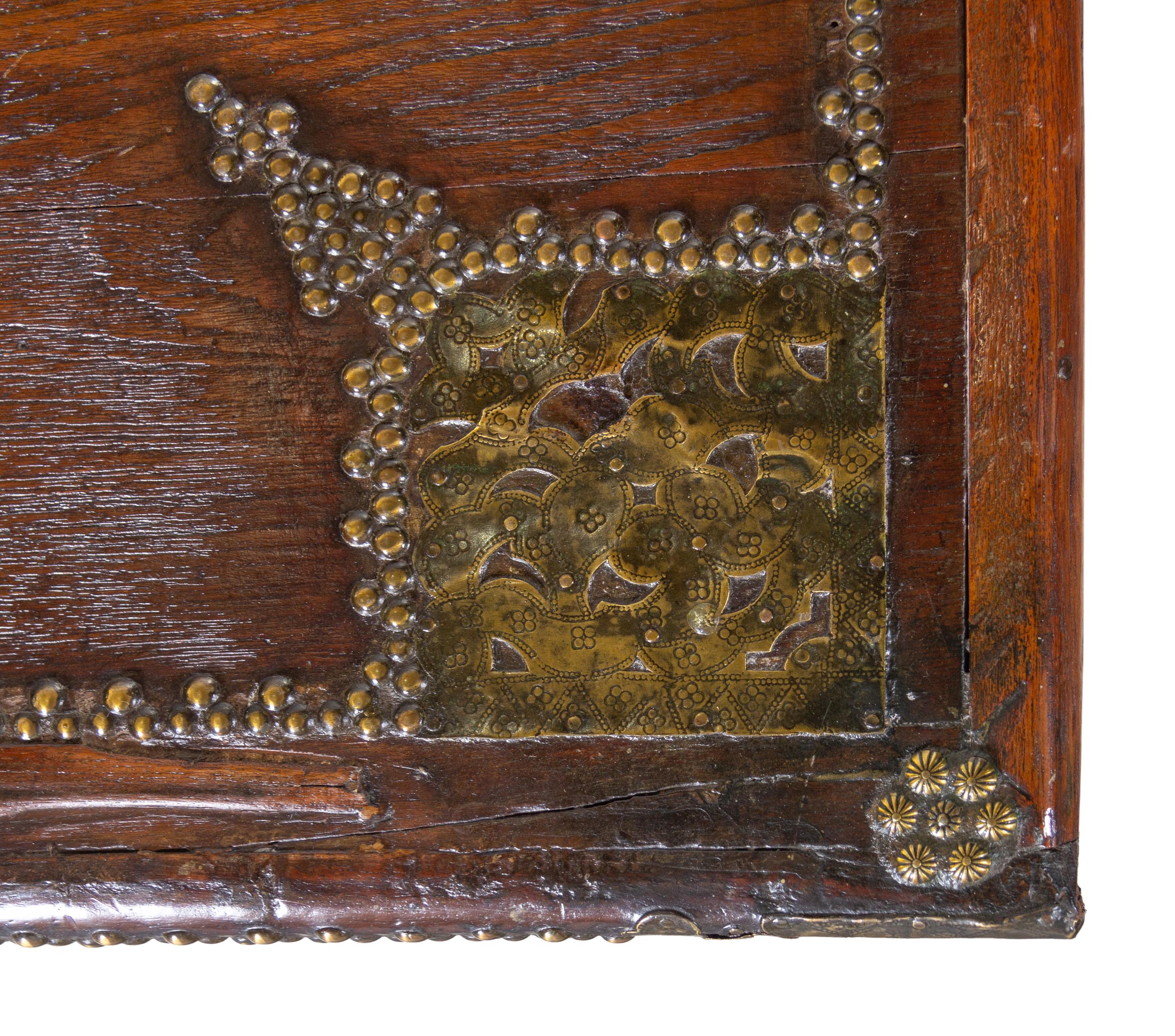 A Zanzibar Brass Decorated Teak Chest