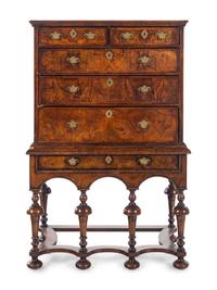 A William and Mary Walnut Chest on Stand