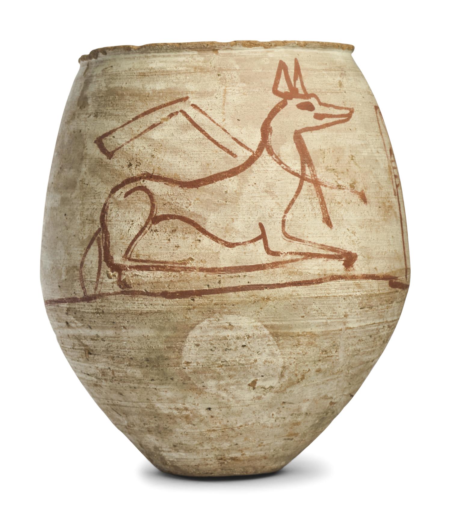 An Egyptian-Style Polychrome Canopic Jar