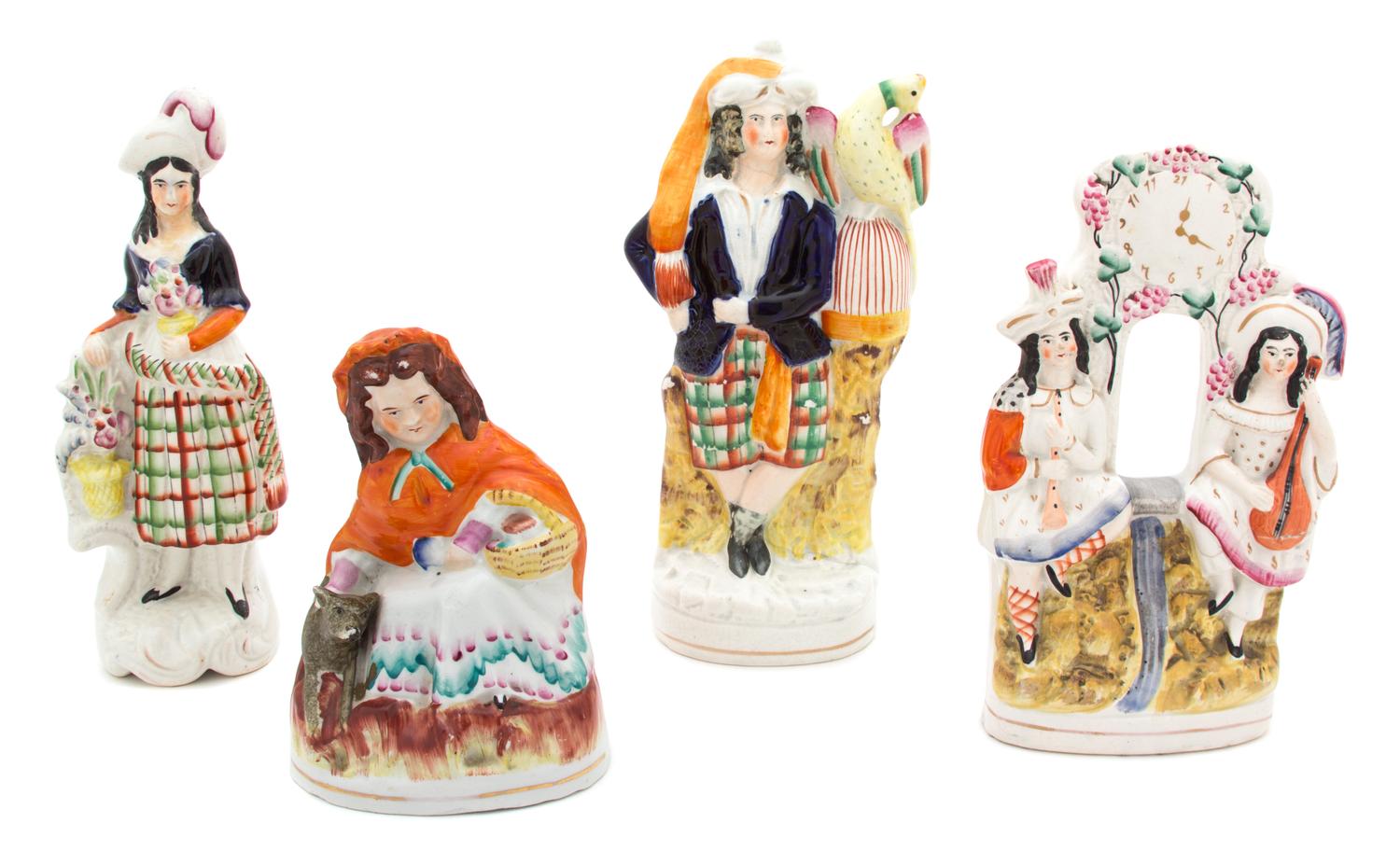 A Group of Four Staffordshire Figures Height of tallest 9 5/8 inches. — 19TH CENTURY