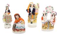 A Group of Four Staffordshire Figures Height of tallest 9 5/8 inches. — 19TH CENTURY