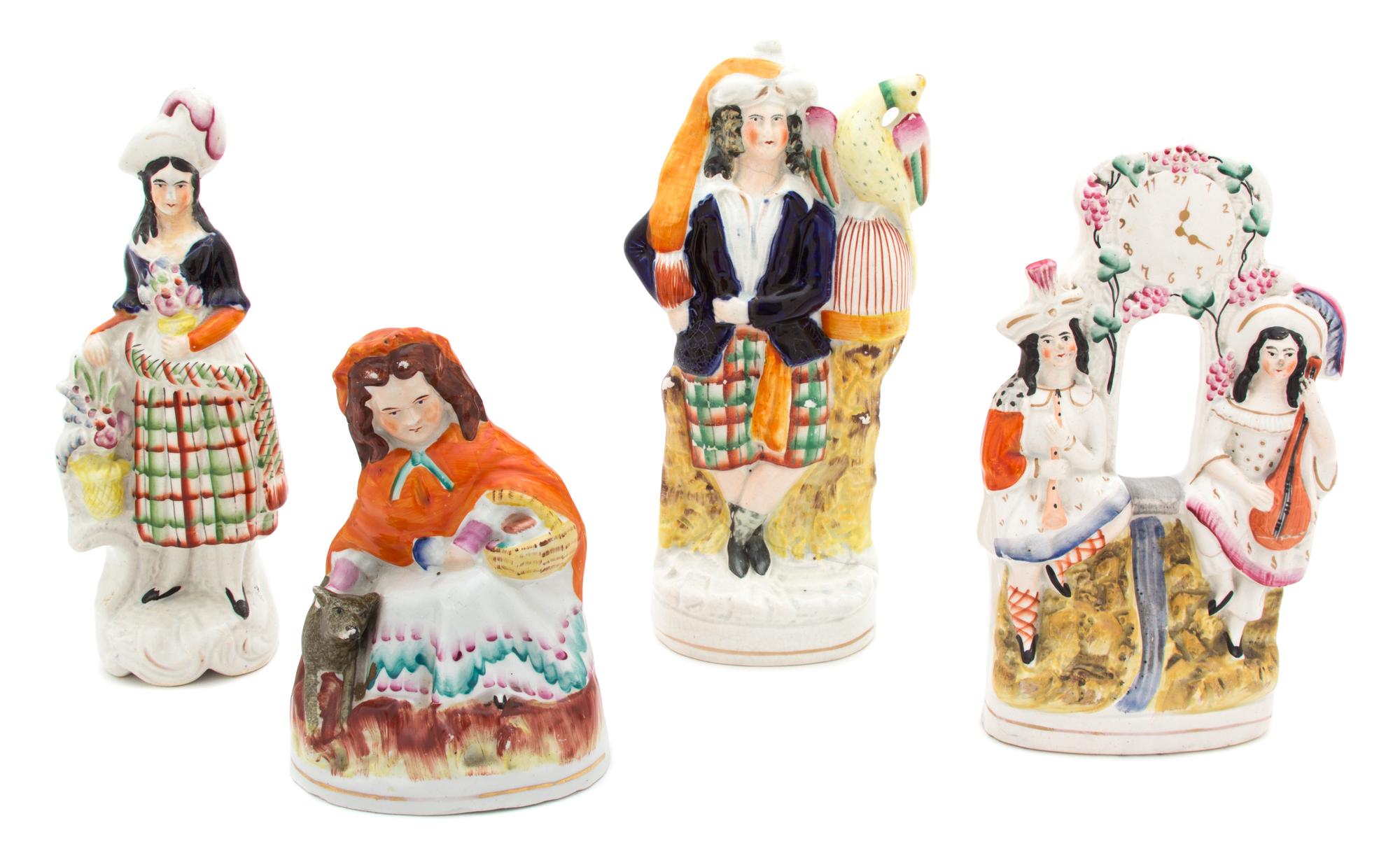 A Group of Four Staffordshire Figures Height of tallest 9 5/8 inches. — 19TH CENTURY