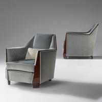 Pair of Hungarian Walnut Armchairs, c. 1940