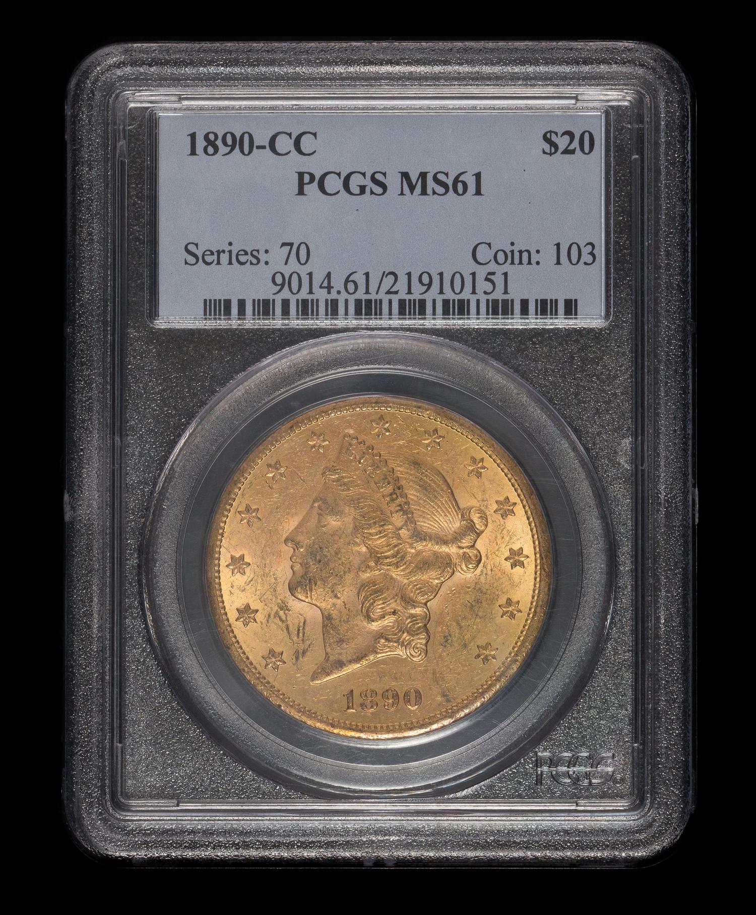 A United States 1890-CC Liberty Head $20 Gold Coin