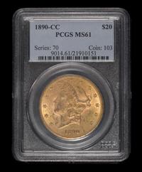 A United States 1890-CC Liberty Head $20 Gold Coin