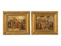 Two Belgian Paintings on Alabaster Depicting Scenes from the New Testament