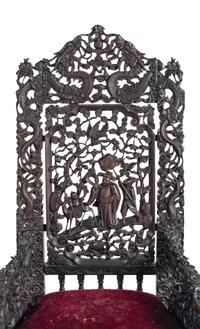 A Chinese Export Carved Rosewood Side Chair