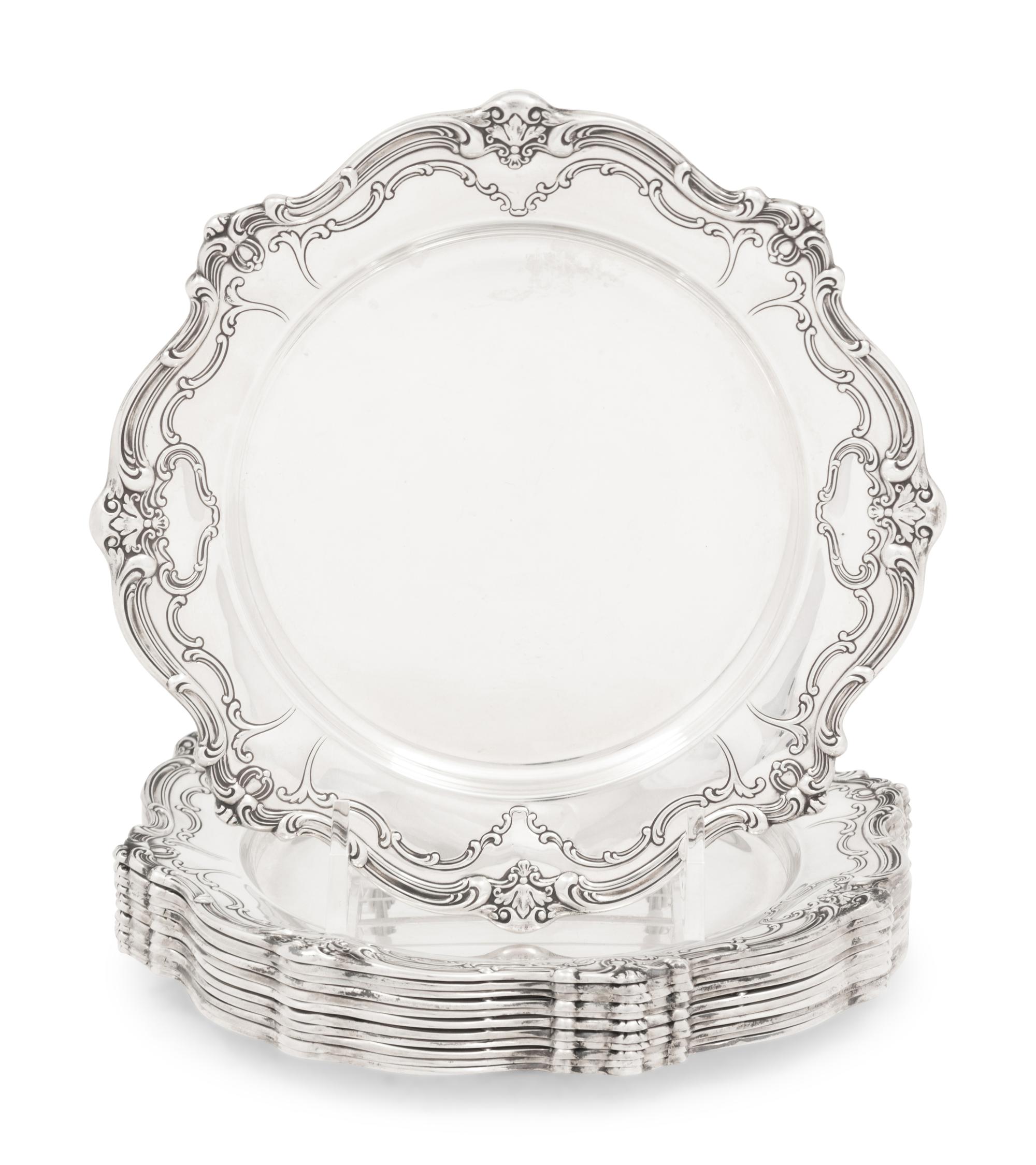 A Set of Twelve American Silver Bread Plates