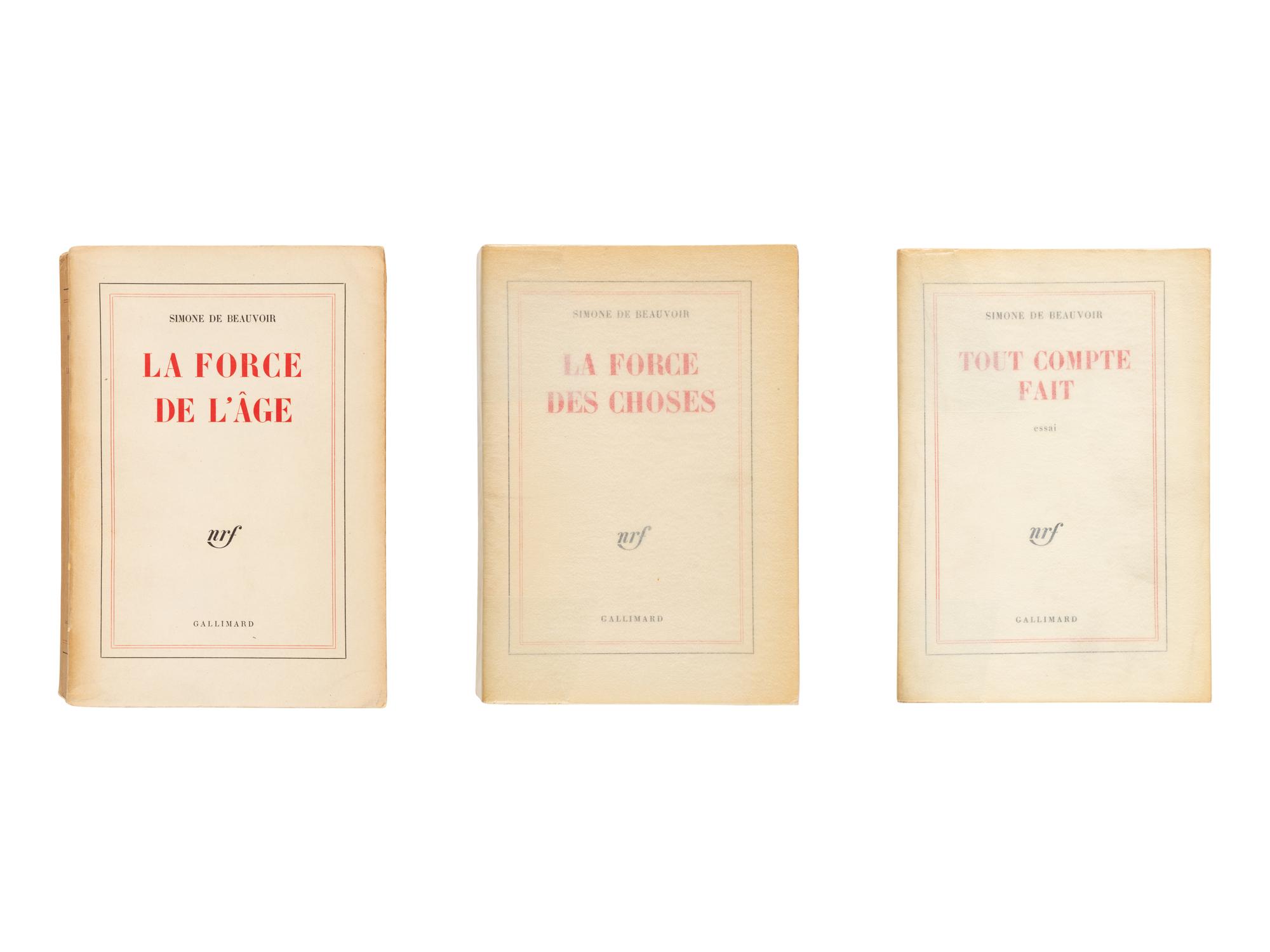 BEAUVOIR, Simone de (1908-1986). A group of 4 works in French, including vols.II-IV of her autobiography, comprising: