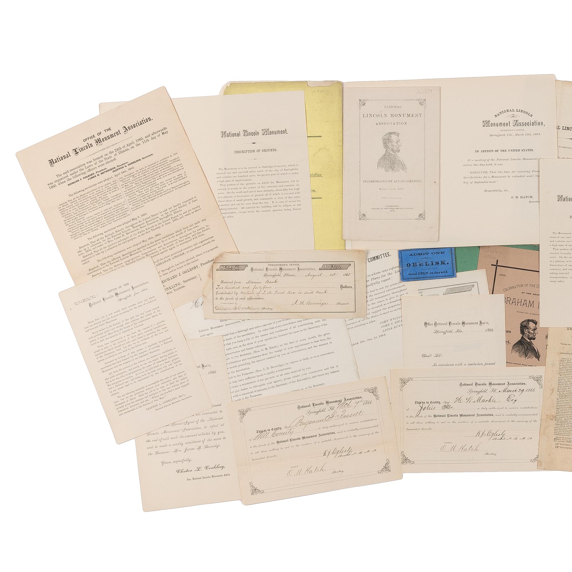 [LINCOLN NATIONAL MONUMENT]. An archive of materials relating to the construction of the Lincoln Tomb at Oak Ridge.