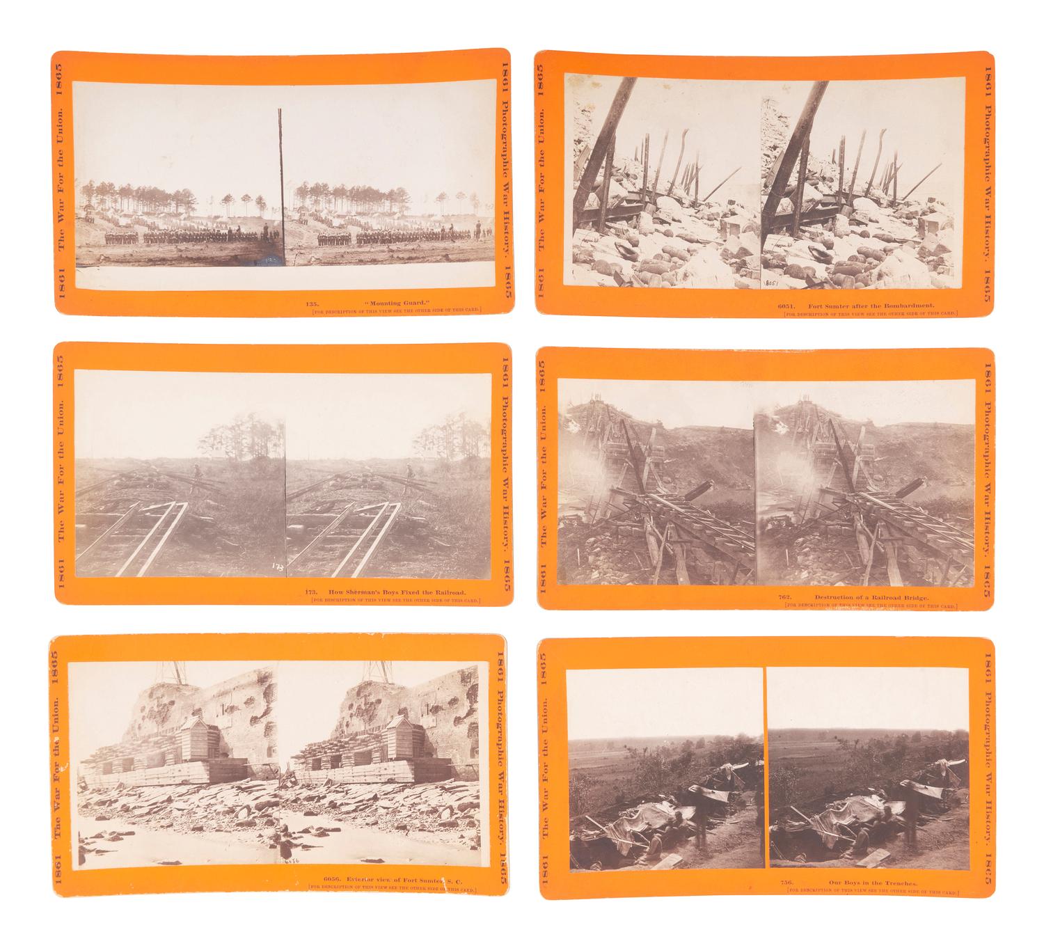 [CIVIL WAR]. A group of 23 stereoviews featuring significant locations and events throughout the war. Hartford, CT: Taylor & Huntington, ca 1890s.
