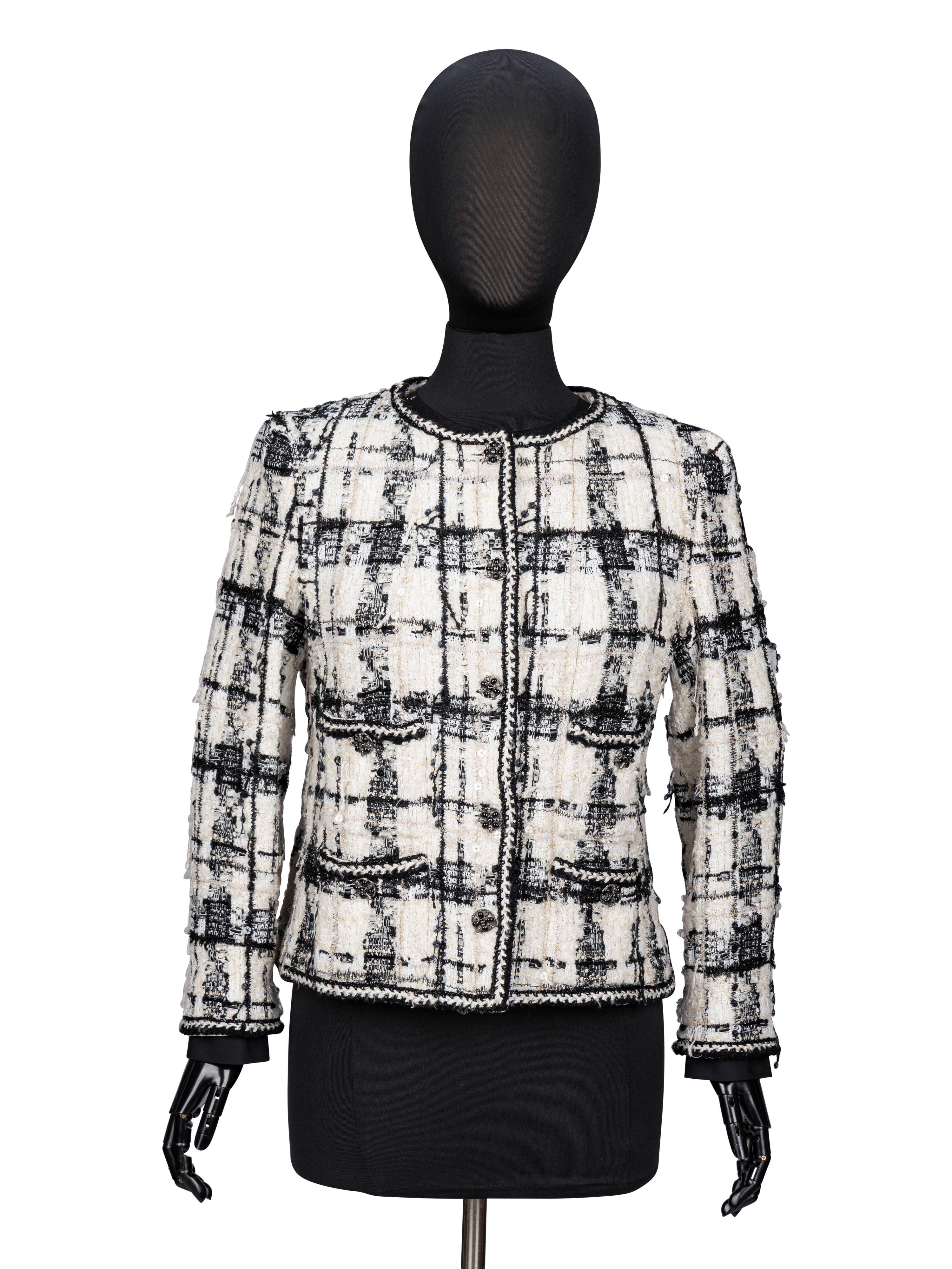 Chanel, Black & White Fantasy Tweed Cardigan Jacket