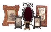 A Collection of Art Nouveau Frames Height of tallest 12 inches.