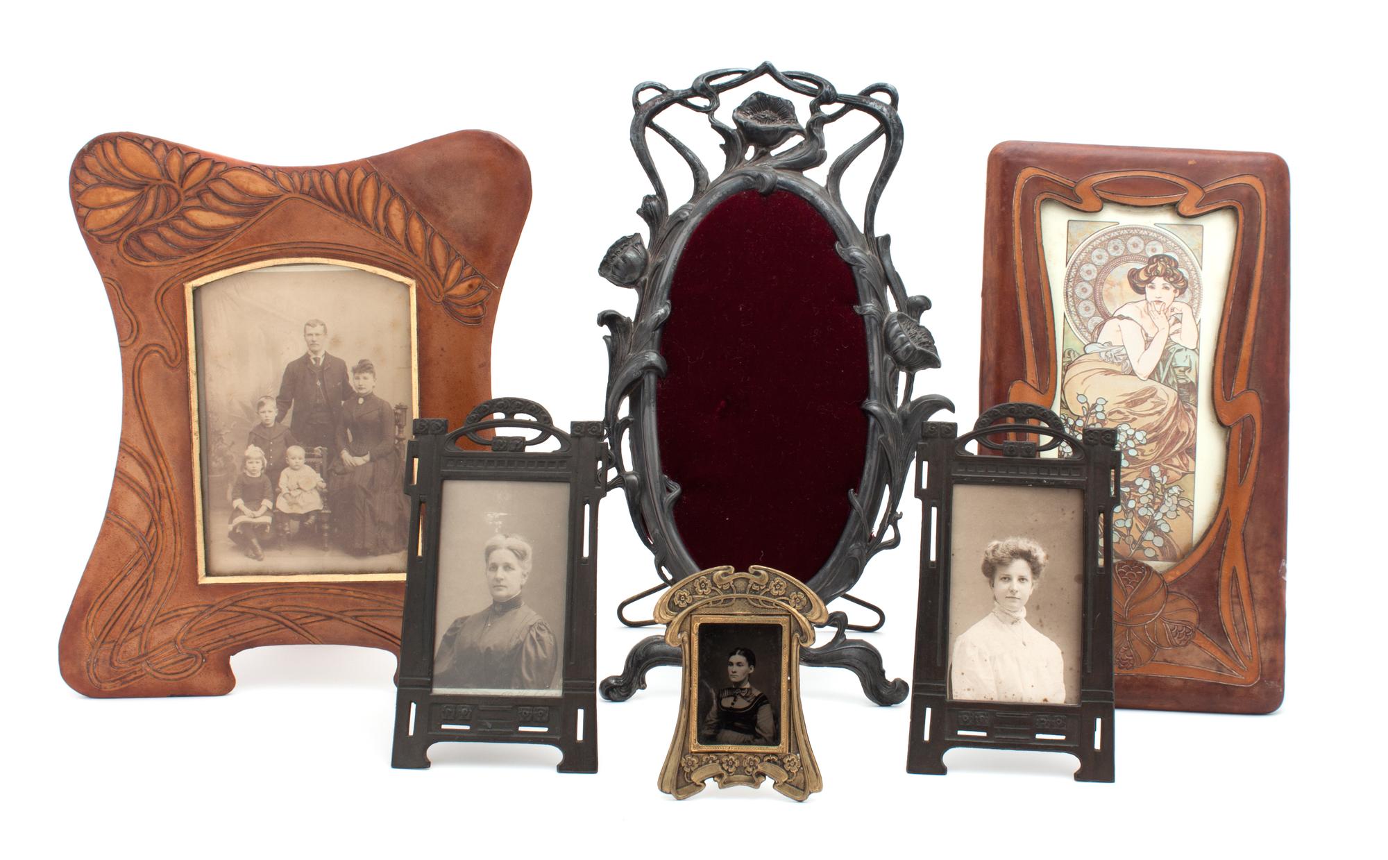 A Collection of Art Nouveau Frames Height of tallest 12 inches.