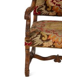 A Louis XIV Style Carved Walnut Fauteuil a la Reine