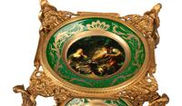 A Pair of Gilt Bronze and Porcelain Dessert Stands