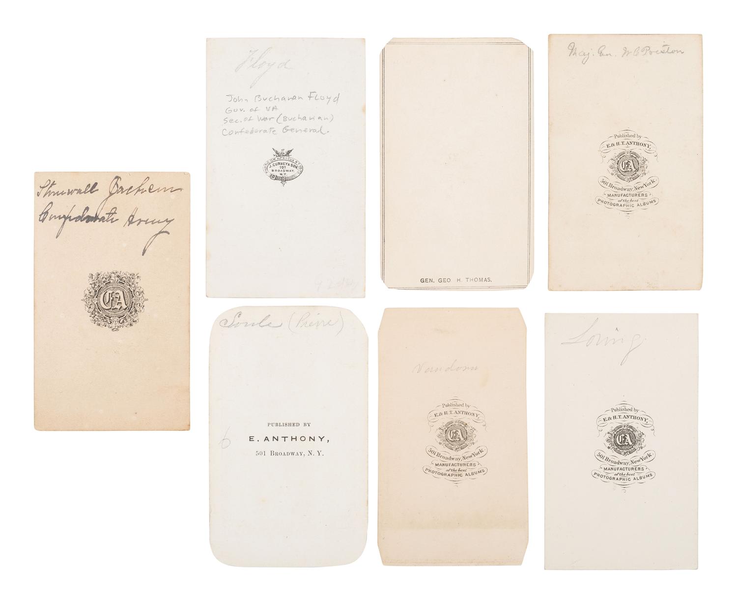 [CIVIL WAR]. A group of 15 CDVs of Confederate Generals & Rear Adm. SEMMES, incl. Generals Fitzhugh LEE, PGT BEAUREGARD, Basil DUKE, and others.