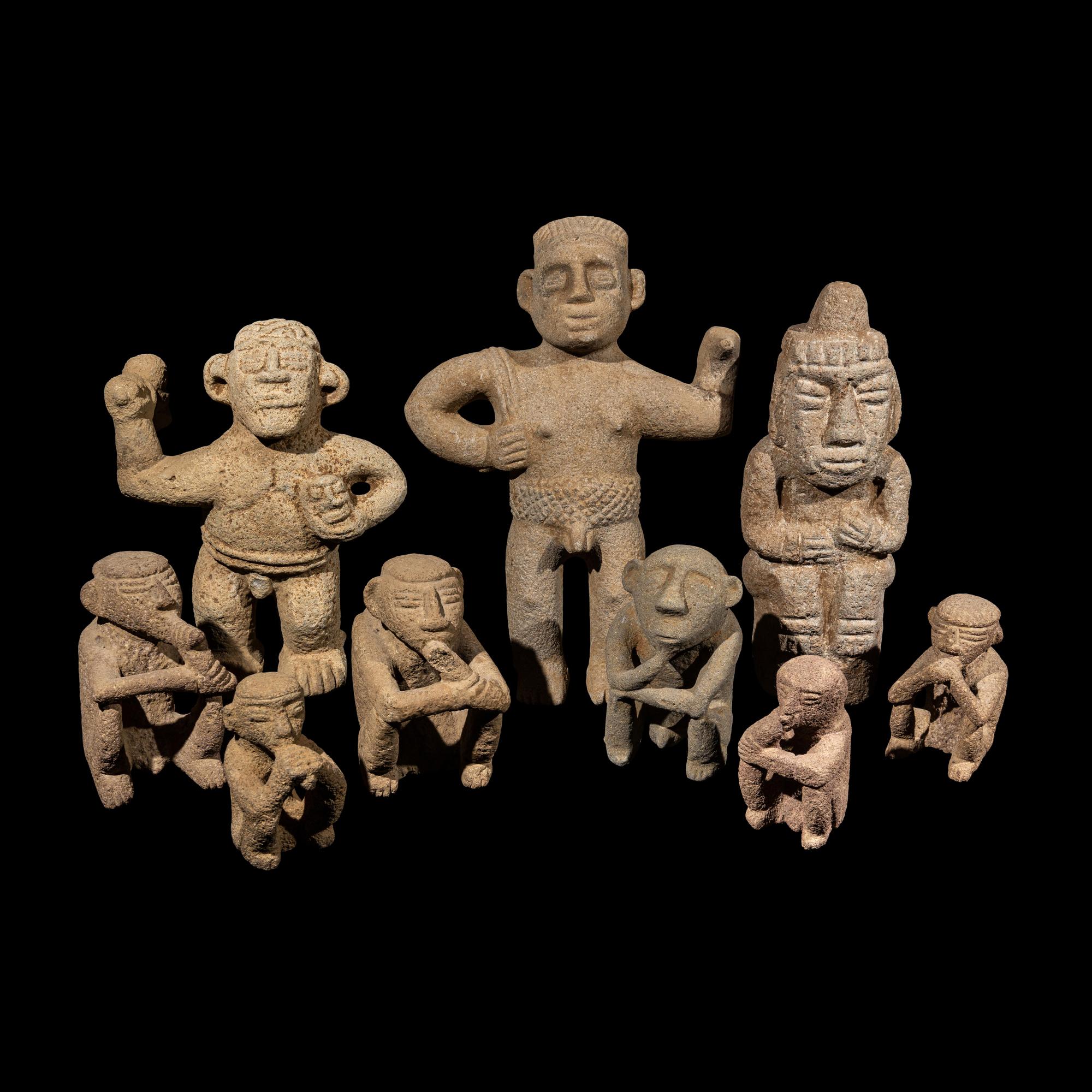 Nine Costa Rican Stone Figures