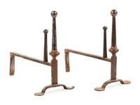 A Pair of Wrought Iron Andirons