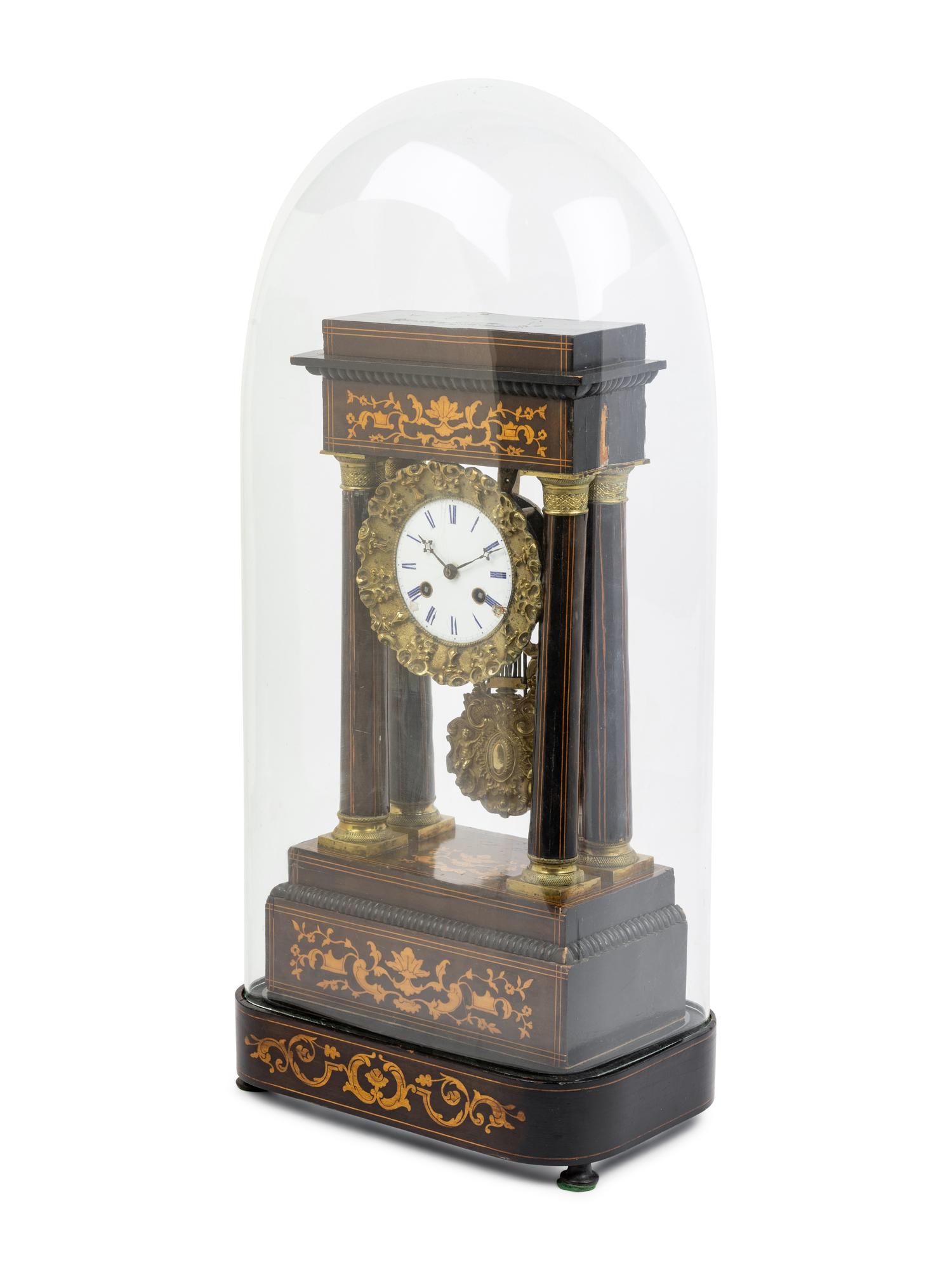 A Charles X Marquetry Mantel Clock