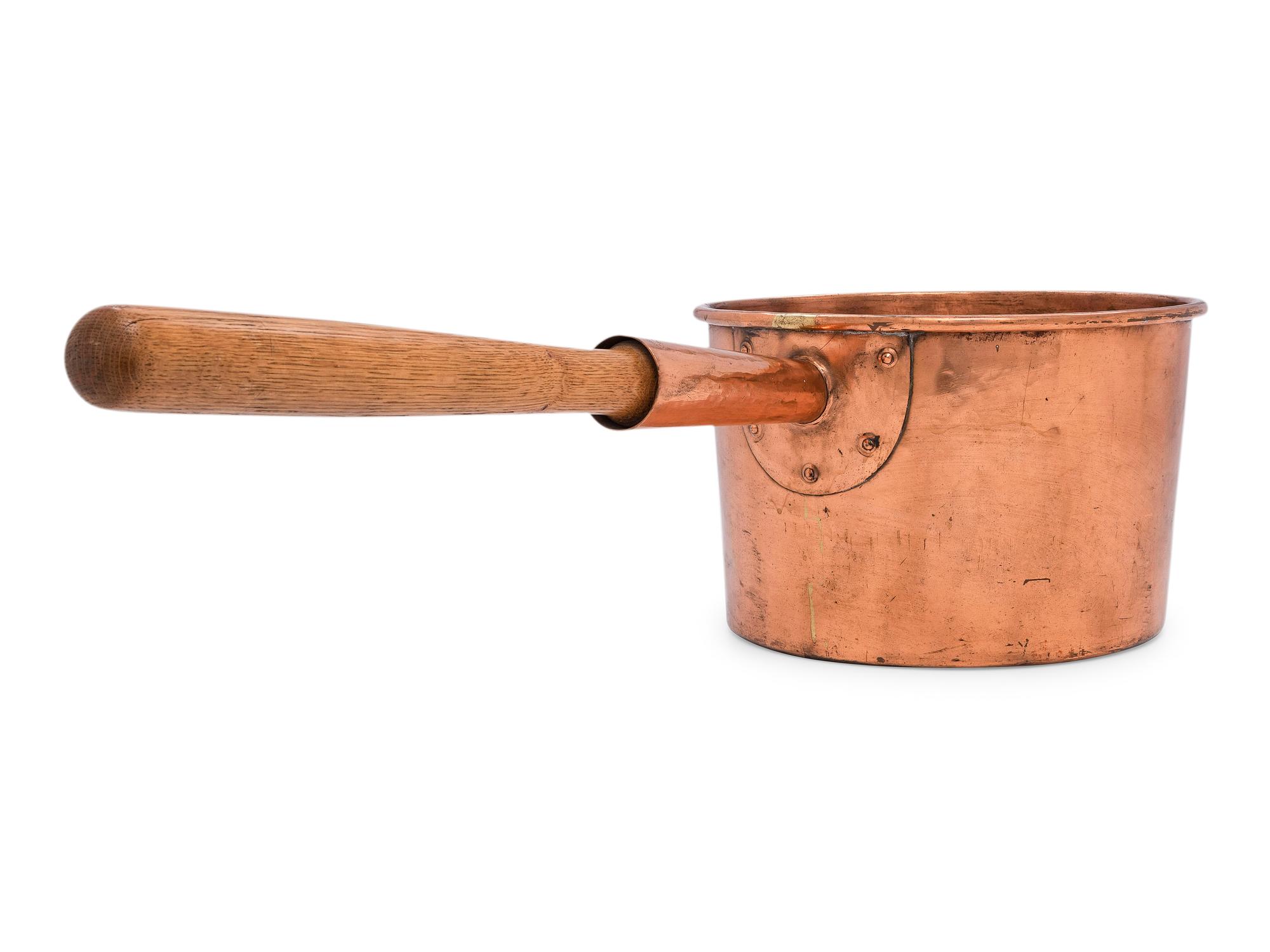 An American Copper Pot with Wood Handle