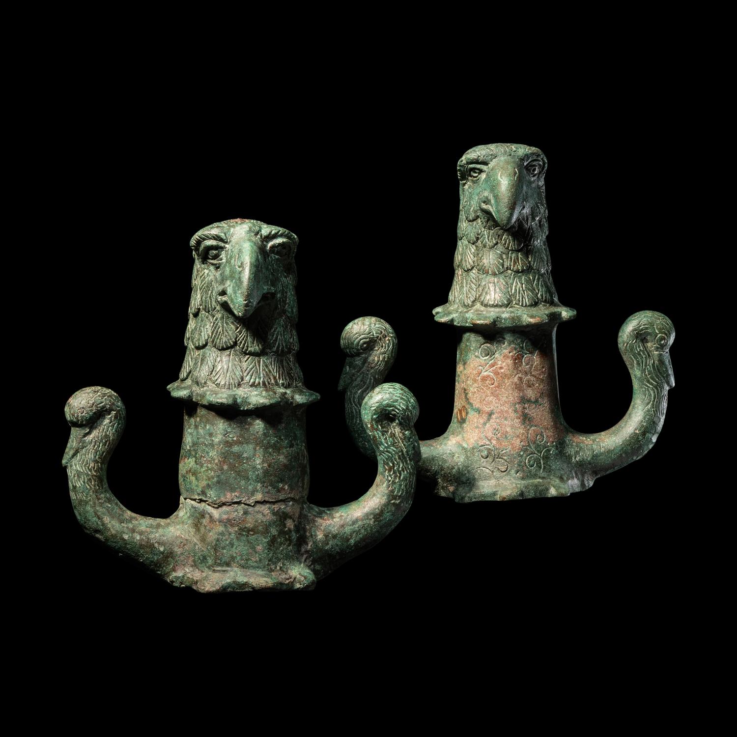 A Pair of Roman Bronze Eagle Chariot Fittings