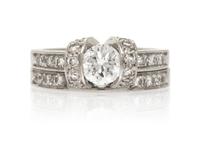 A Platinum and Diamond Ring Set, 6.20 dwts.