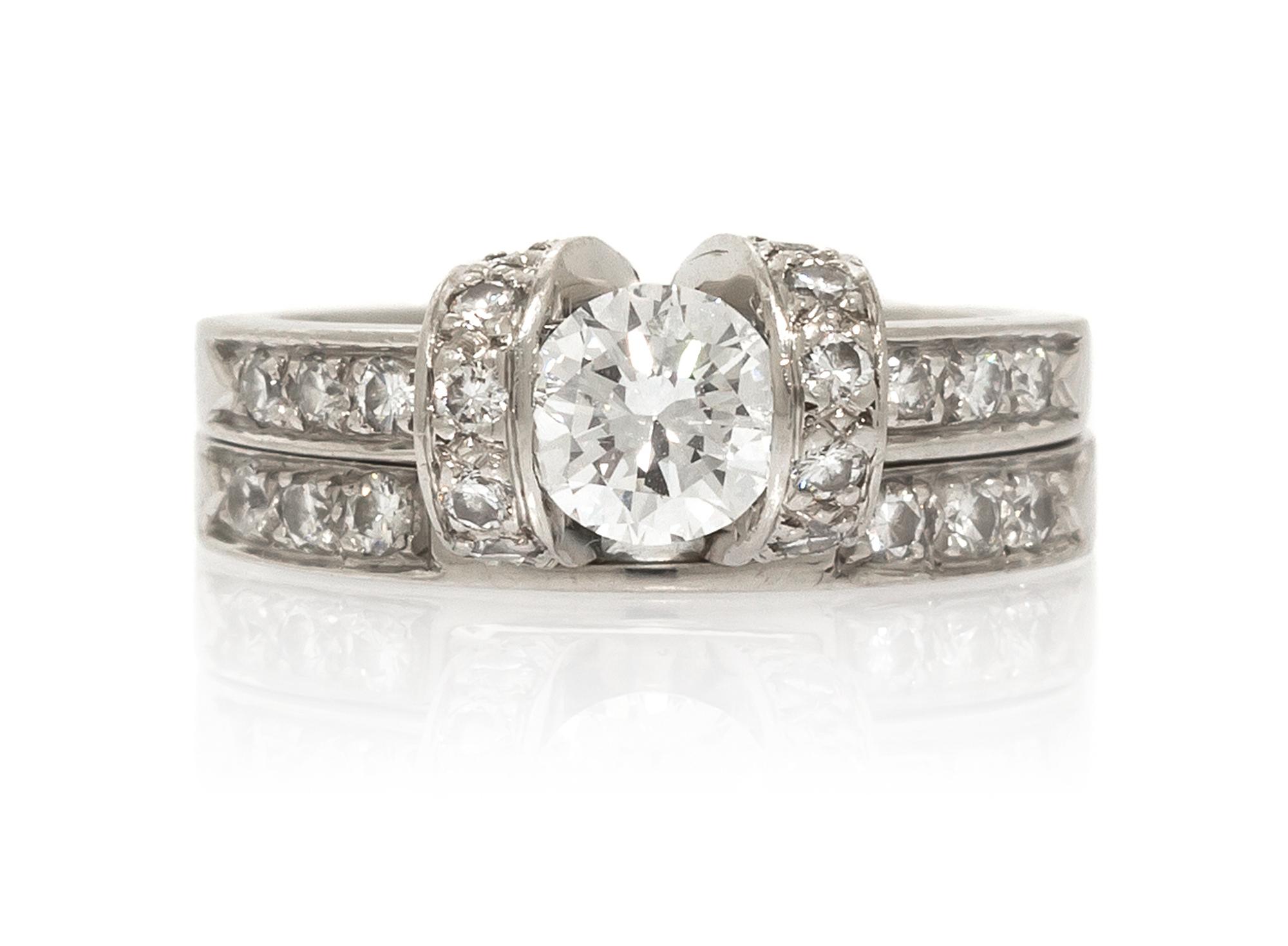 A Platinum and Diamond Ring Set, 6.20 dwts.