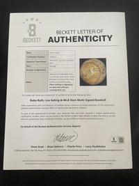A Significant Signed Baseball Featuring Babe Ruth, Lou Gehrig and Hank Aaron (Beckett Authentication Services Letter)