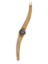 YELLOW GOLD, ENAMEL AND SEED PEARL SURPRISE WATCH
